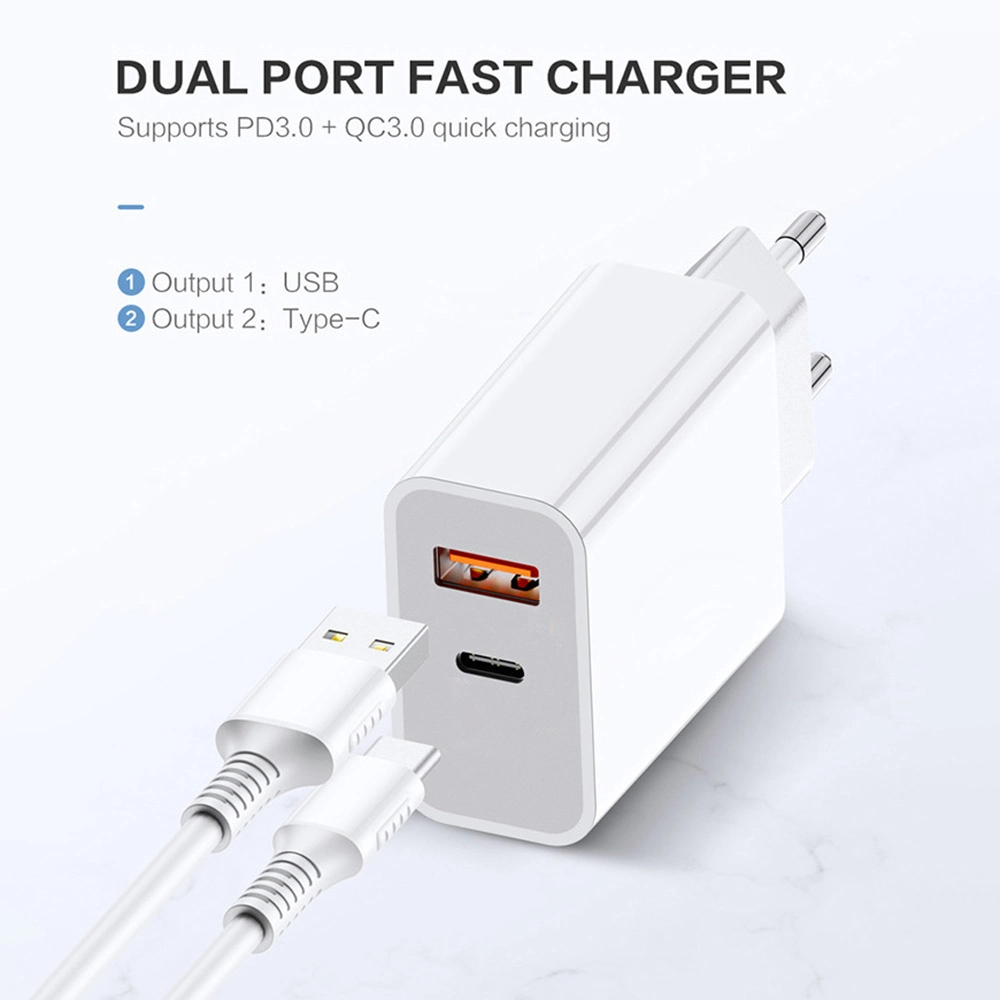 Us EU Au UK 18W a+C QC 3.0 QC Pd USB Quick Cell Phone Type C Cargador Fast Charger Adapter for iPhone X Xr 11 12 13 14 PRO Max