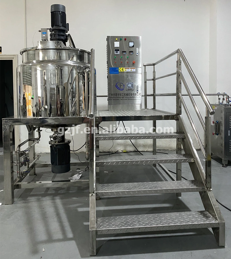 Stainless Steel Heating Jacket Mixing Tank with Agitator and Homogenizer