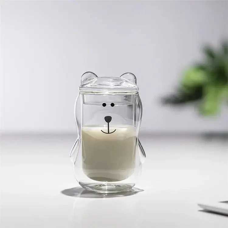 Custom Bear-Shaped Double-Layer Glass Cute Glass