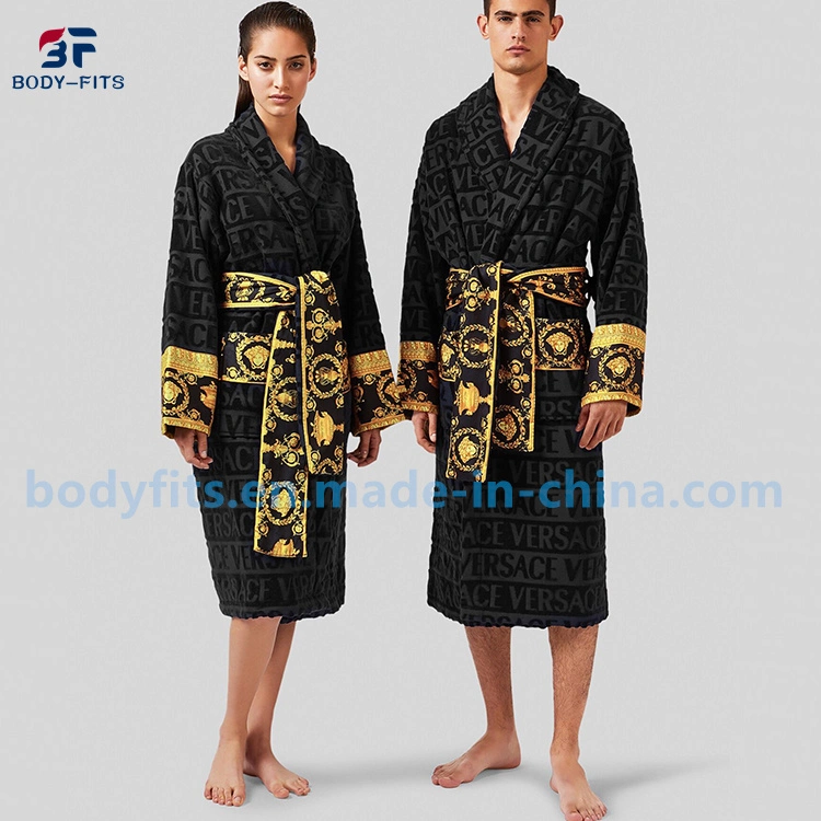 Custom Bathrobe Unisex Cotton Terry Towel Plush Bath Robe Oneise Pajamas for Women