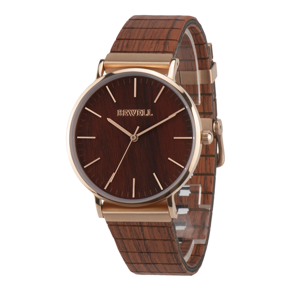 Stainless Steel Men Wood Watch Luxurious Chronograph Wrist Watch