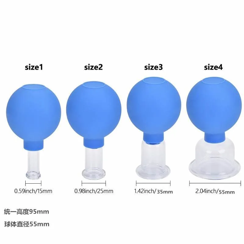 4 PCS Glass Facial -Silicone Vacuum Suction Massage Therapy Cupping Set
