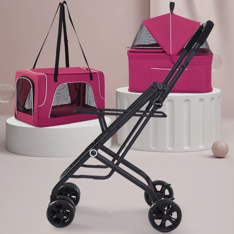 Carrito de Perro Pet, Carro plegable de viaje con ruedas Entrada Zipper Soporte de taza Cesta de almacenamiento