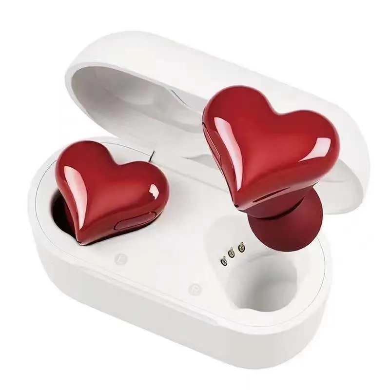 Venta caliente Heart-Shaped Auricular Heartbuds amor chica en la oreja los auriculares inalámbricos Bluetooth Noise-Cancelling