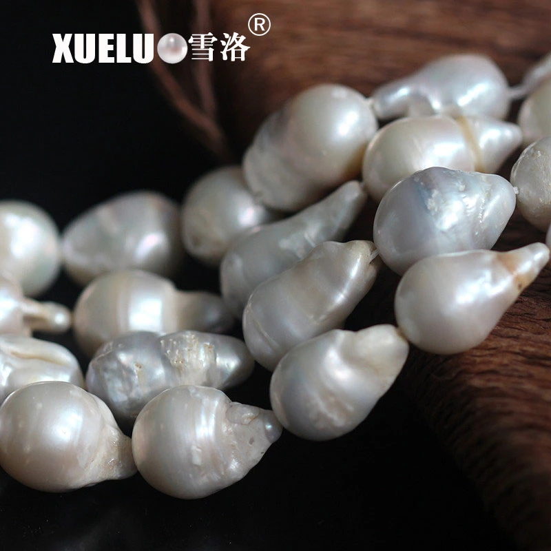 14-16mm Ab Quality Natural Cultured Freshwater Nucleated Baroque Pearl Strings (XL190020)