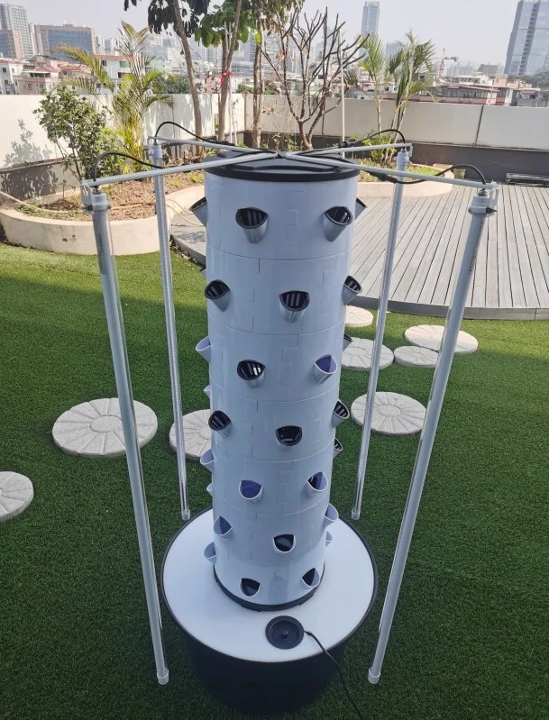 Sistema de potenciómetro de torre vertical empilhável para cultivo em Y de jardim