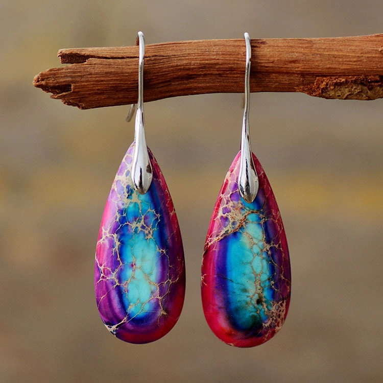 Precio al por mayor Nueva llegada Cross-Border Bohemian Imperial Piedra colgante Teardrop Pendientes