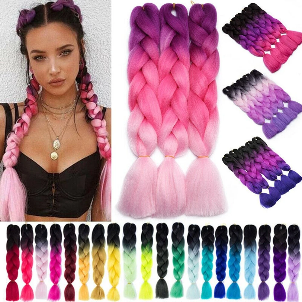 Kbeth Braid Hair for Woman 2021 Fashion Rainbow Good Quality Red Wine Colors Braiding Synthetic 26 Inch 28 Inch Hair Extension for Femme