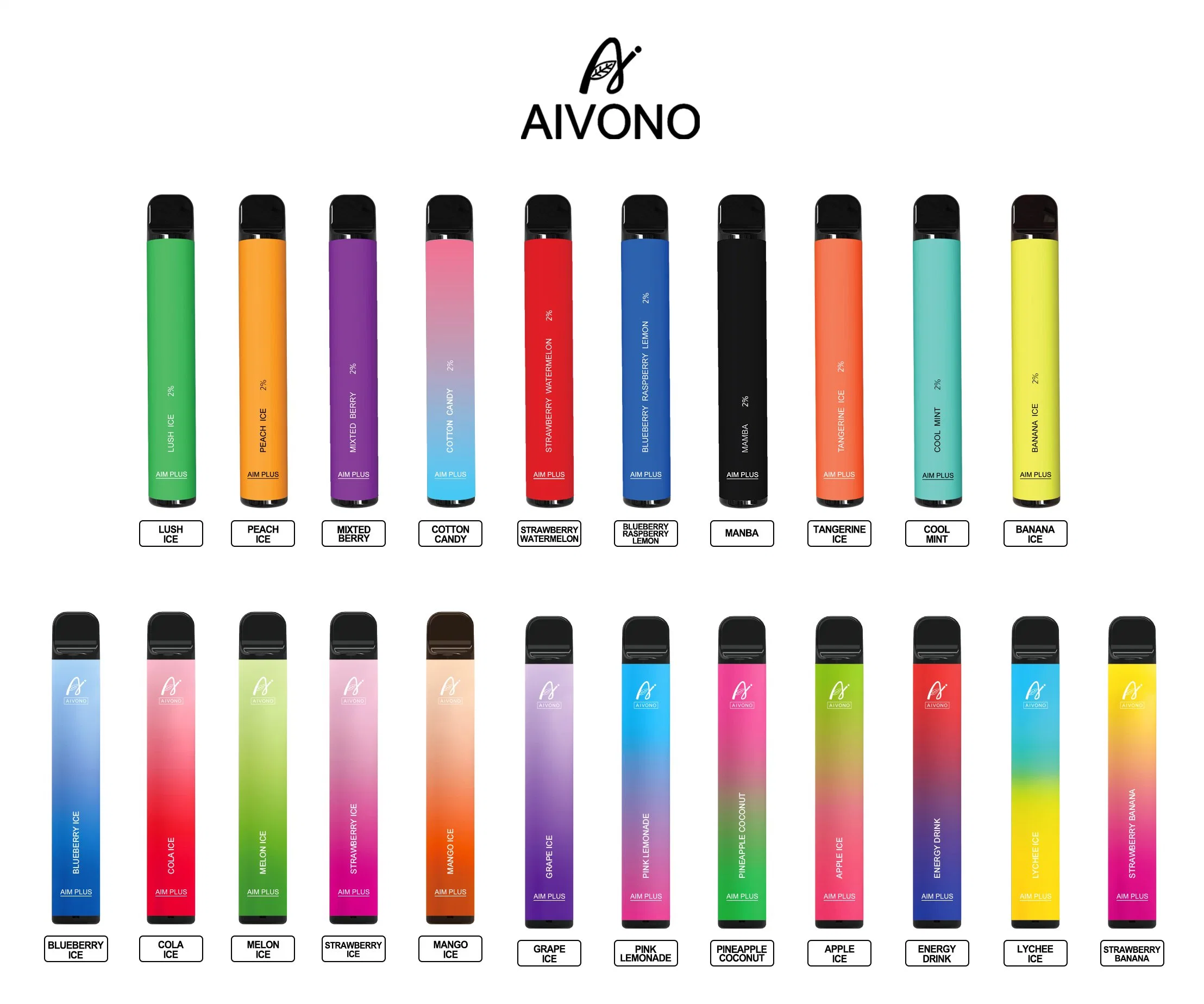Aivono Disposable Vape Pen Aim Plus 800puffs 32 Flavors Vs Puff Plus XXL 0%/2%/5% Salt Nicotine Ecig Wholesale OEM