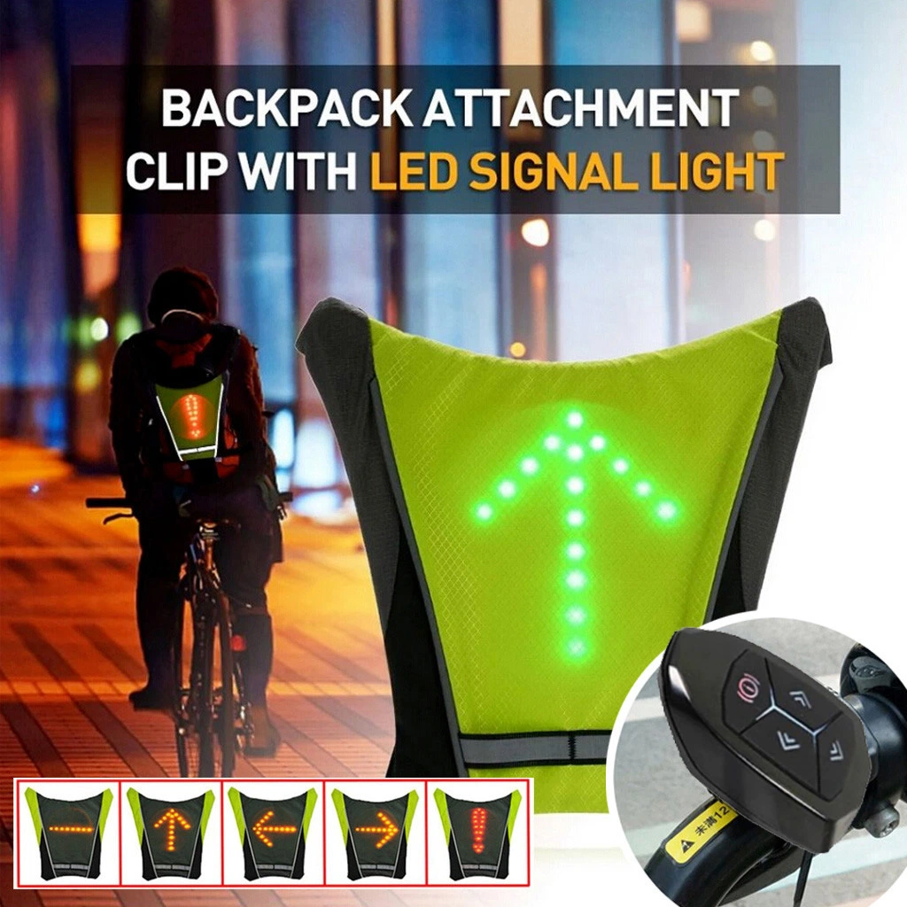 Bike Remote Control LED Direction Indicator Vest Reflective LED Turn Signal Light for Cycling Running Walking Safety at Night