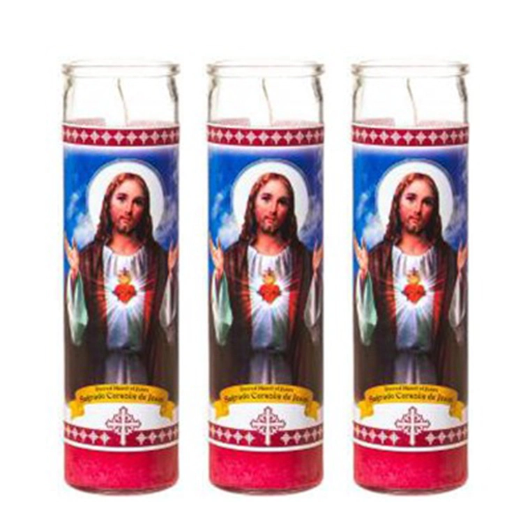 Atacado High Quality colorido Natural Wax 7 Day Church Prayer Religiosos Pillar velas