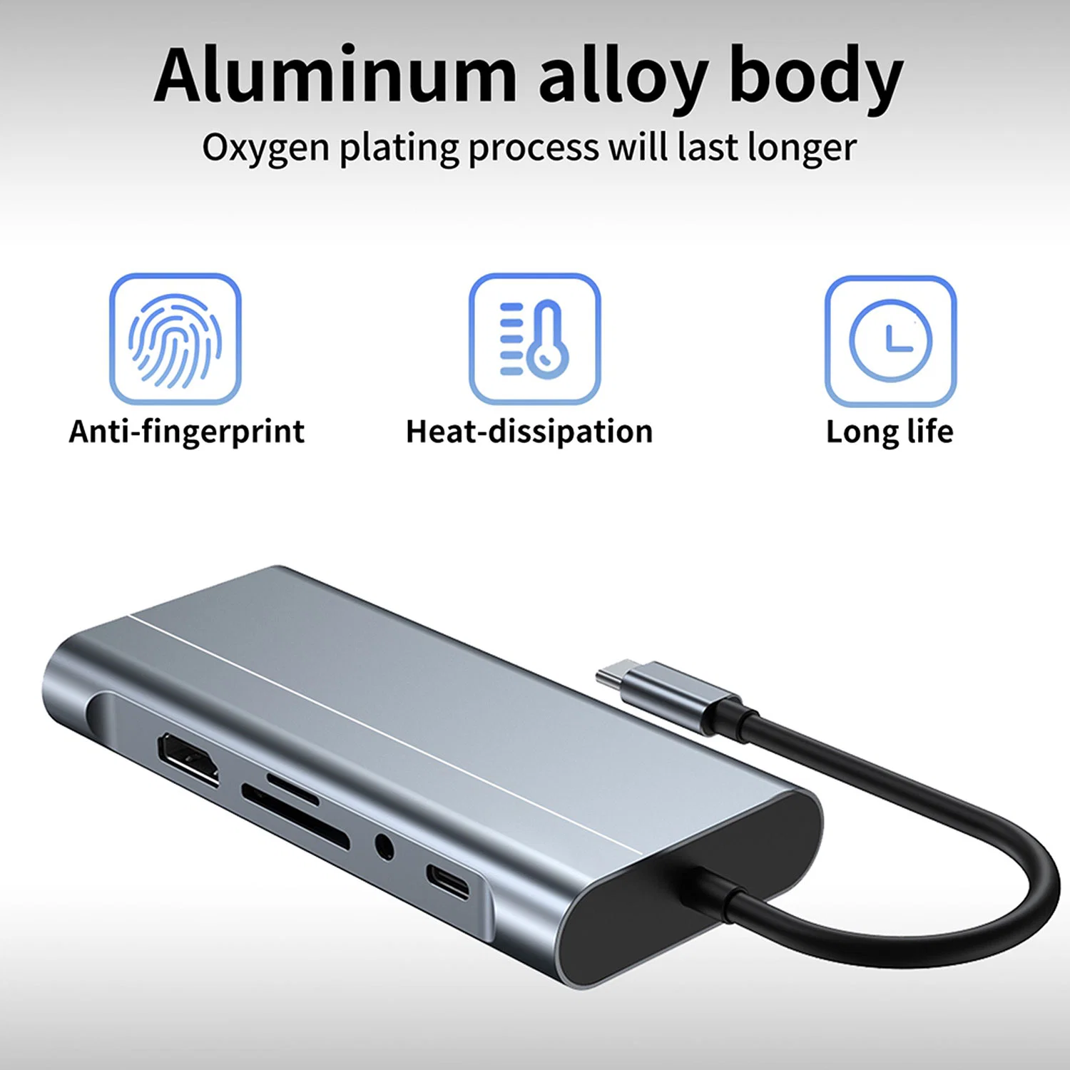 Custom OEM USB Type-C Hub Type C Docking Station with HD-Mi+USB3.0+Pd Power Delivery Charger USB-C to USB Adapter