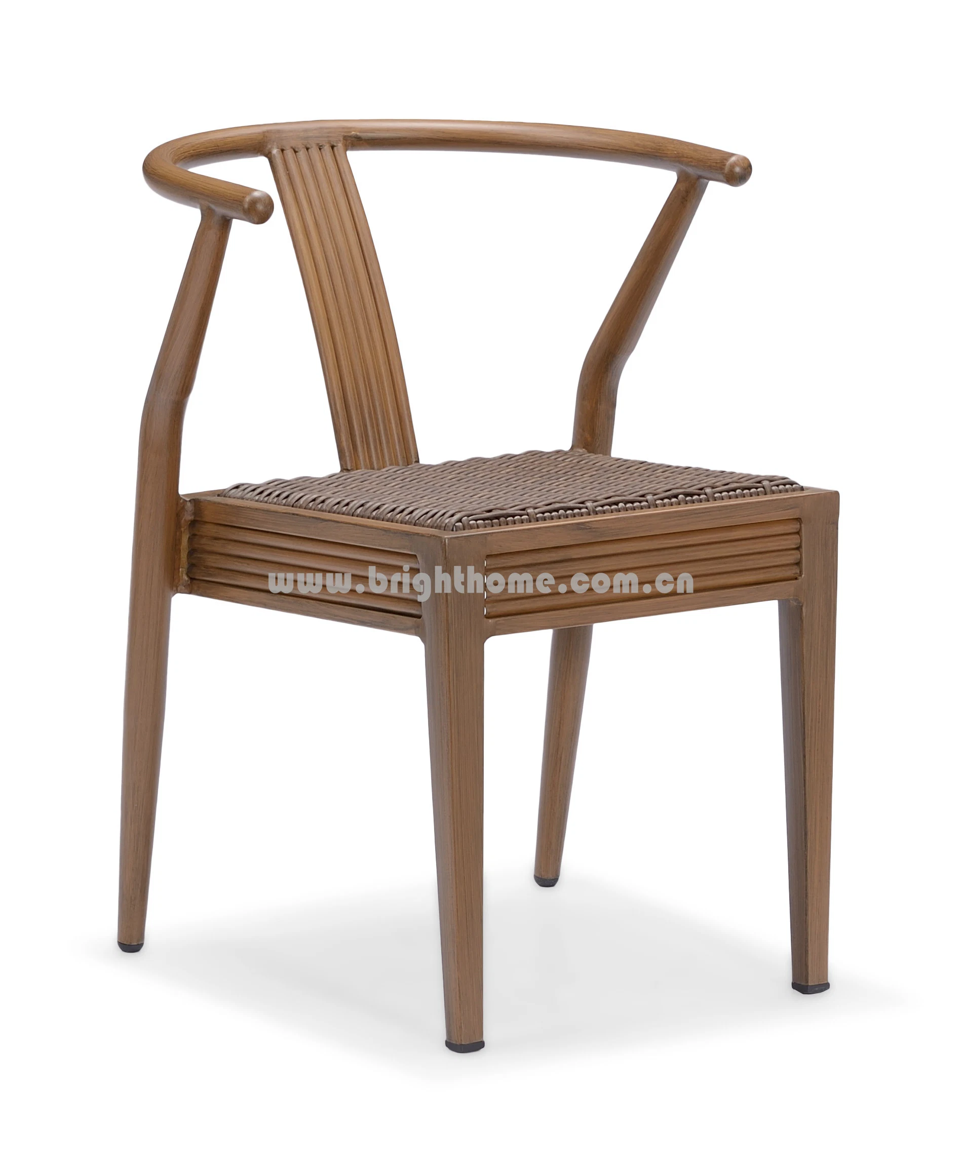 Aluminium PE Teak Wood Finished Rattan Wicker Outdoor Chair Furniture