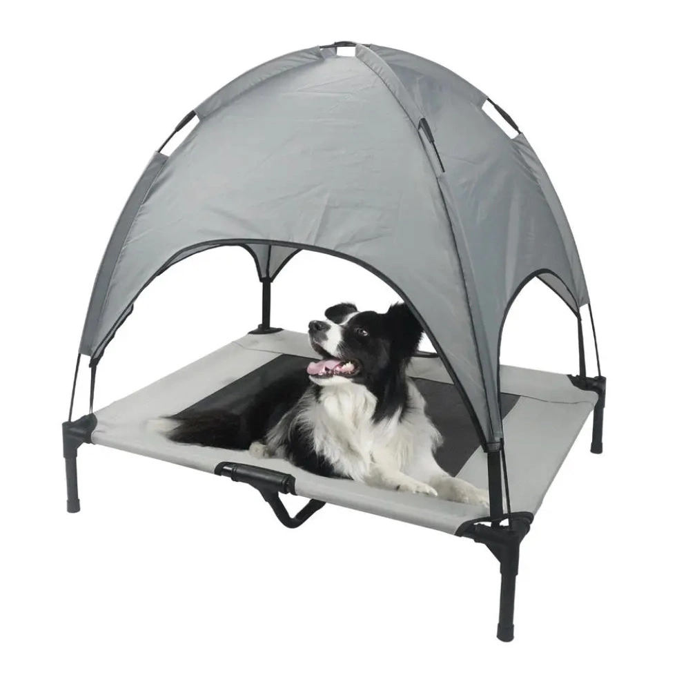 Venda por atacado Viagem Exterior Camas portáteis de cão Camping Animais elevados PET Bed com Canopy