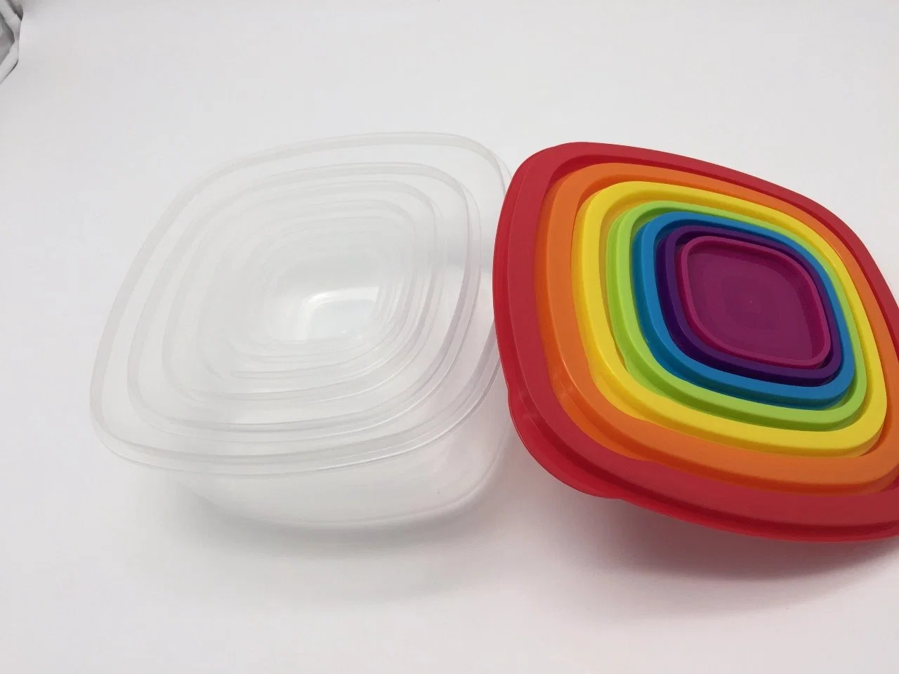 Lock and Stock Multi Size Rainbow Square Set of Storage Food Containers with Lids/Plastic Food Container