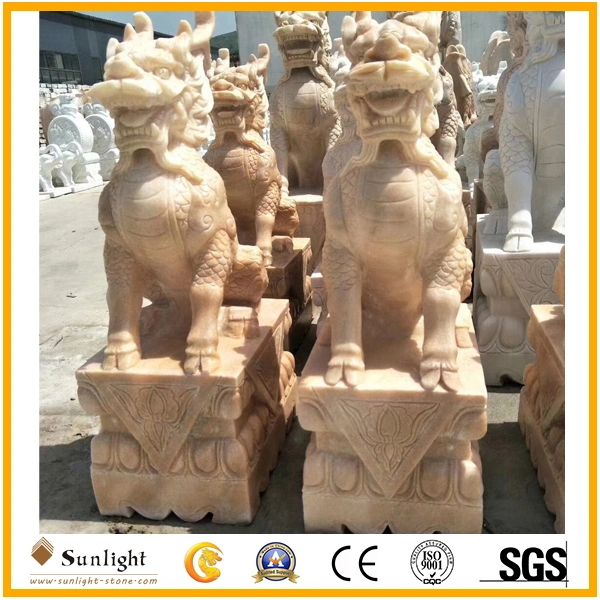 Natural Stone Marble Lion/Kylin Animal Statue Sculpture and Carving