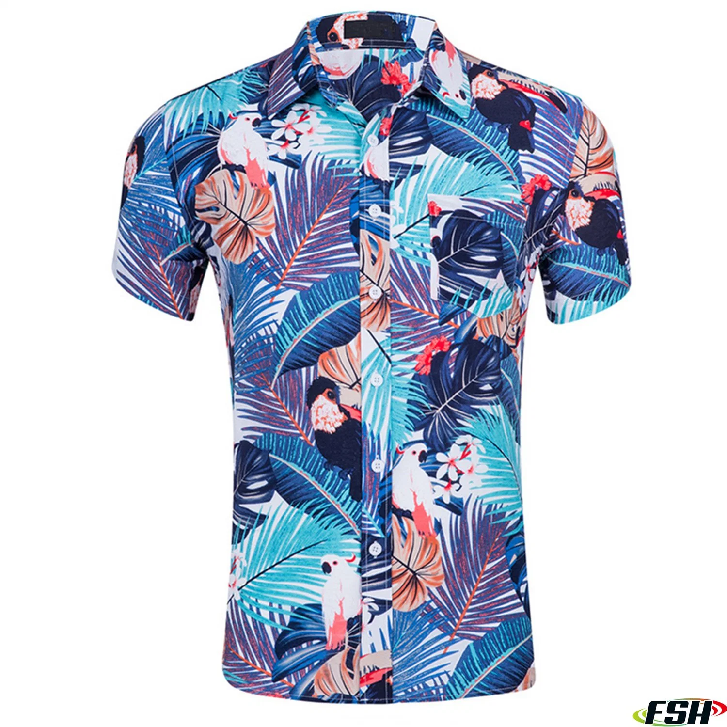 Sublimation Print Customized Design Hawaiian Beach Shirt Short Sleeve