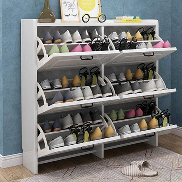 China OEM ODM Rotating Shoe Cabinet Hallway Wooden MDF Shoe Rack for Home