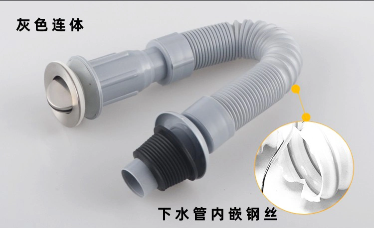 Factory Price Gray Plastic Flexible Sink Hose Drain for Wash Basin Kitchen Sink The Water Pipe