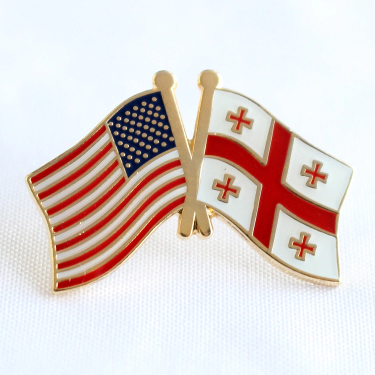 New Design Custom Metal Brass Gold Plated Color Filled World Country Flag Lapel Pins