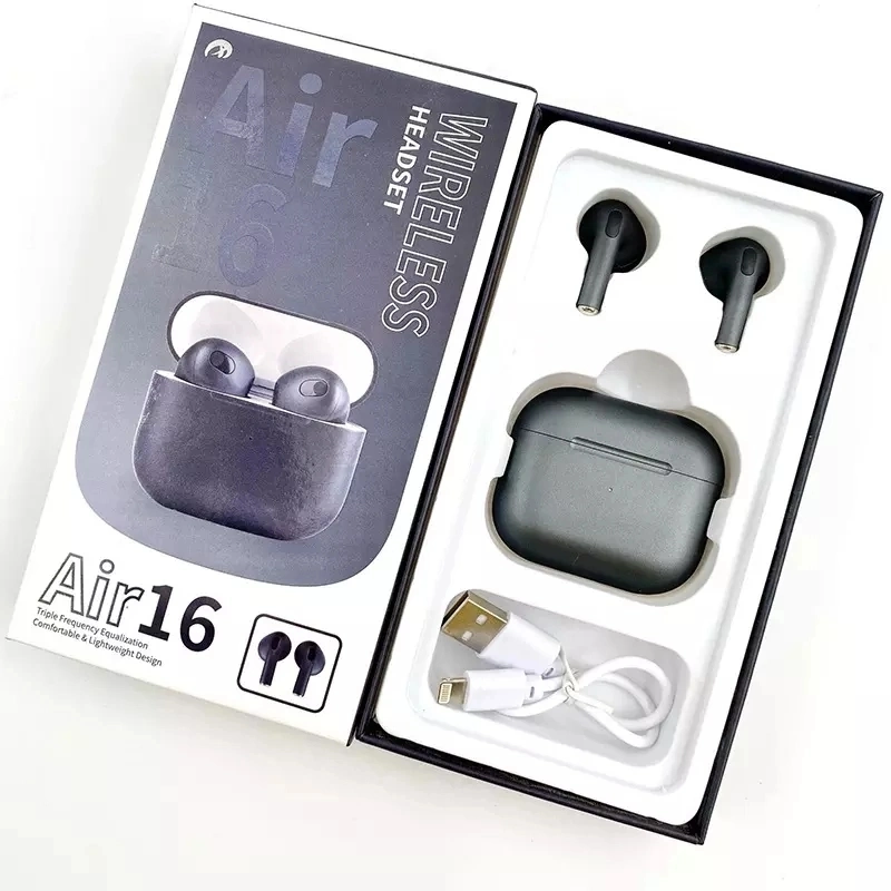 Venta al por mayor Venta caliente nueva llegada Air16 Auricular inalámbrico auriculares auriculares para juegos de auriculares impermeables Macaroon aire Tws 16 para el teléfono