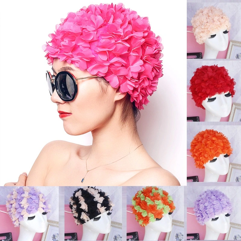 Gorro de baño Gorra de baño Gorros de baño Pétano con estilo para mujer, Gorra de baño estilo retro de Pétano floral para mujer Rosa Esg16762