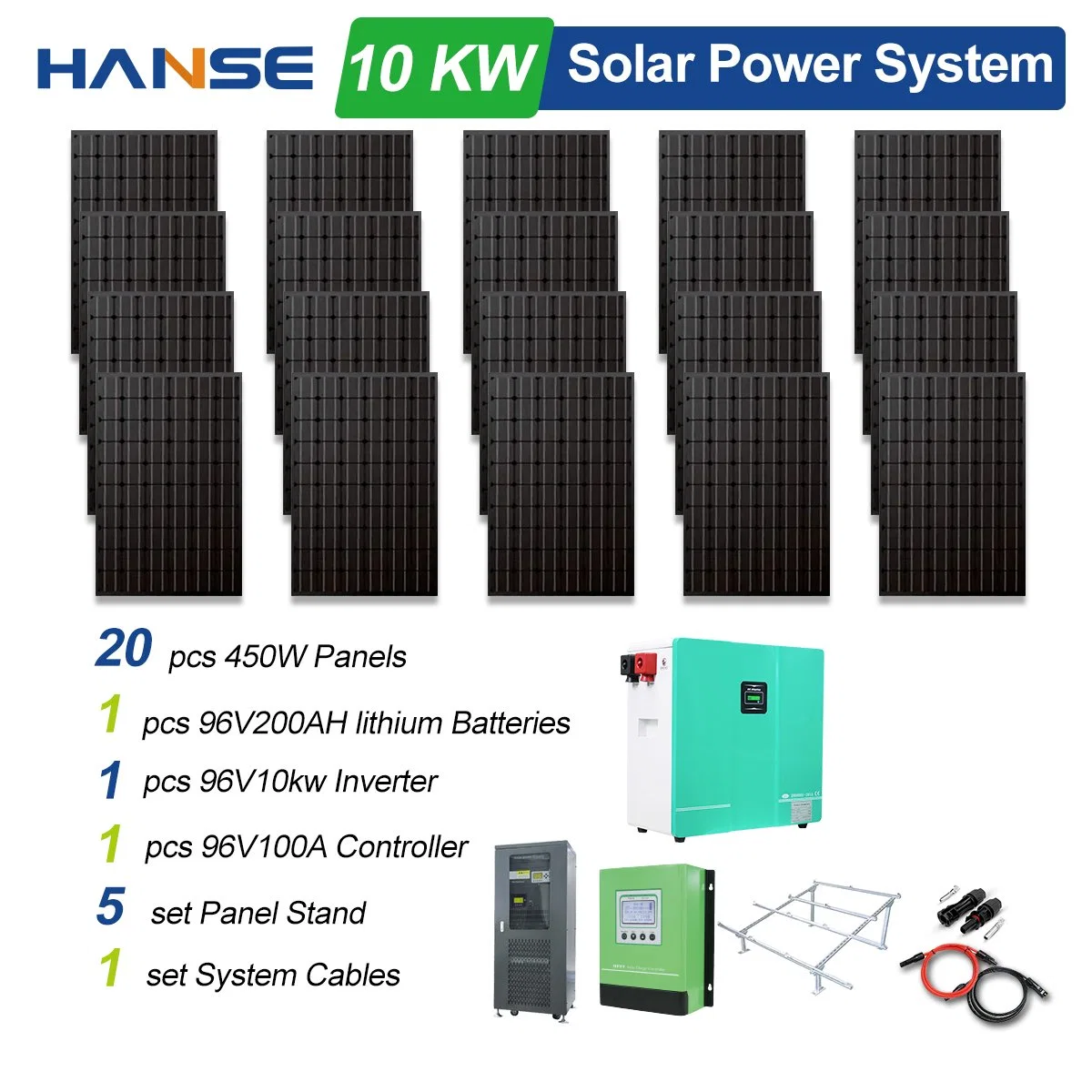 Apagado de la red Paneles solares sistema de Energía Solar 10KW 20kW 30kW Kits de paneles solares fotovoltaicos (PV) 10KW sistema solar