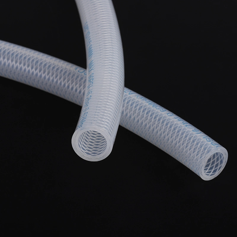 Haute température flexible en caoutchouc de silicone de qualité alimentaire La fibre de polyester tressé tuyau tube