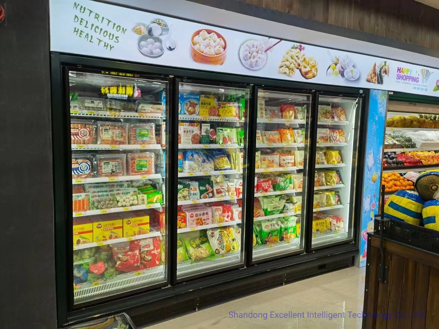 Frozen Food Coolers Efficient Energy-Saving Commercial Upright Glass Door Refrigerator