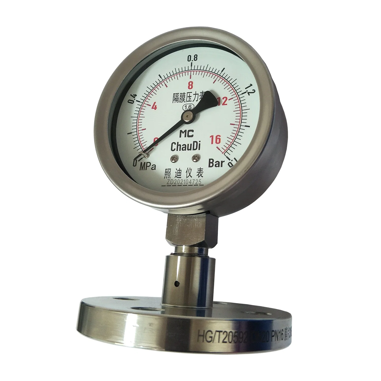 Stainless Steel Diaphragm Bourdon Tube Pressure Gauge 0-100MPa Liquid Pressure Gauge