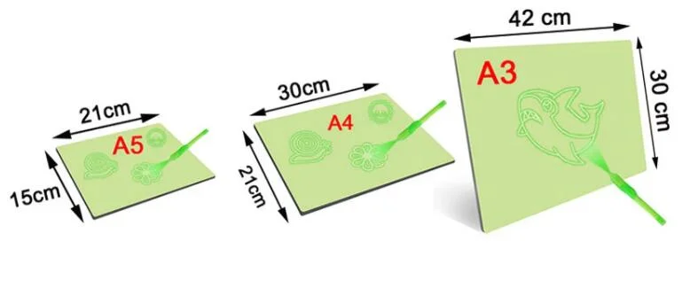 Dibujo de la luz de la diversión y el desarrollo de juguete A3/A4/A5 Bloc de dibujo de luz fluorescente