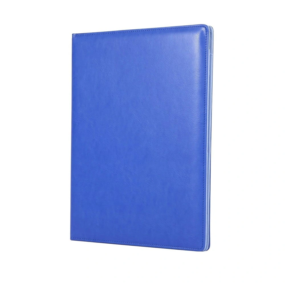 Blue Hard Cover PU Leather Folder for Interview