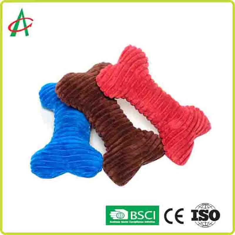 Custom Durable colorful Bone Plush Dog Toys with Squeakers