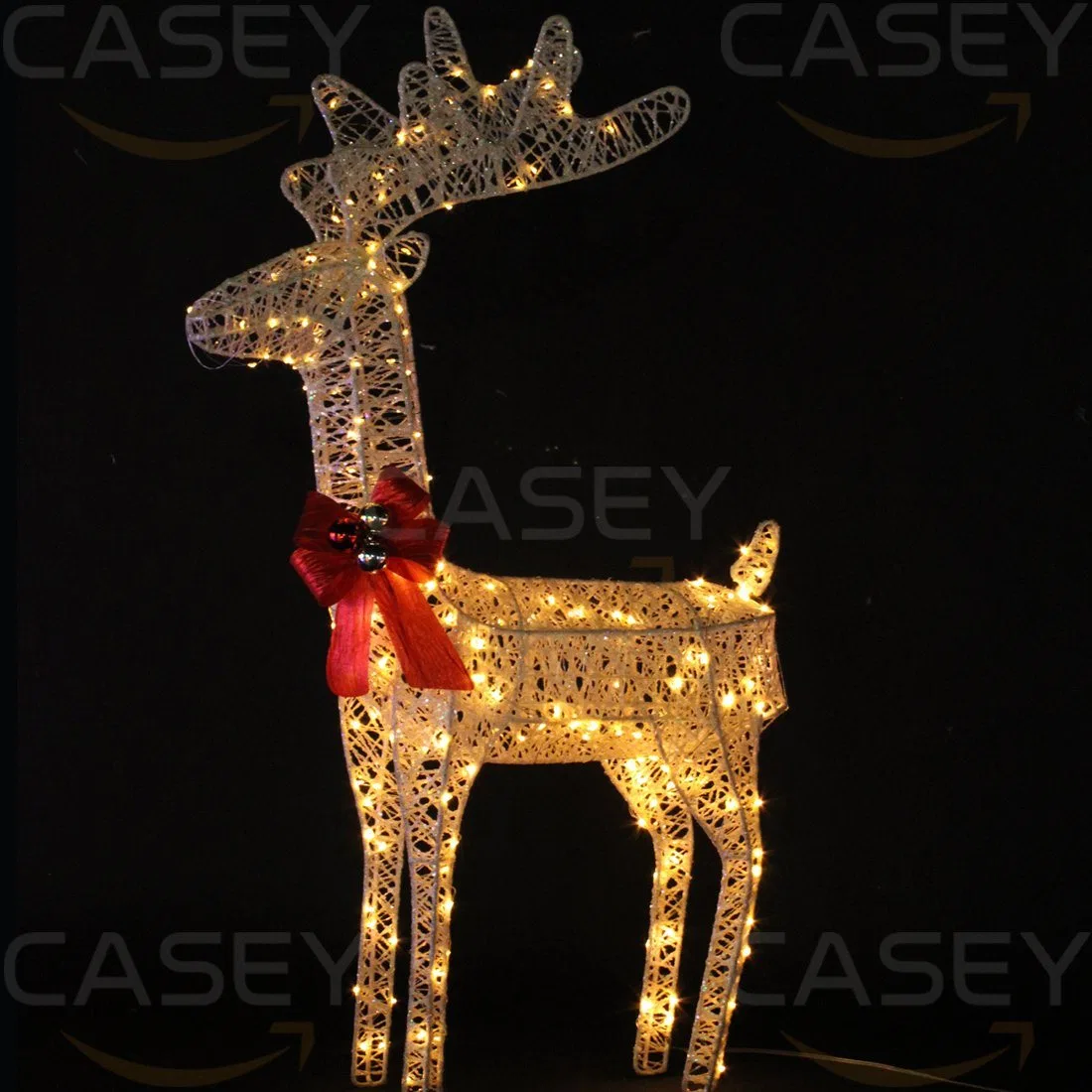 Christmas Reindeer Sleighs 3D LED Elk Motif Lights Sculpture Large Deer Christmas Outdoor Decor