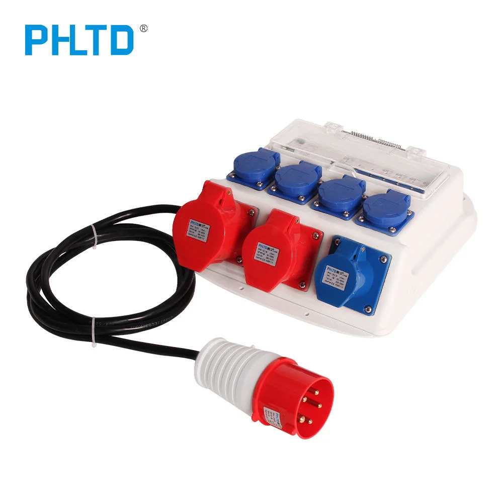 Phltd IP65 Industrial Portable Power Socket Box Plug Outlet with Wall-Mounted, for Factory Airport Stations Power Distribution