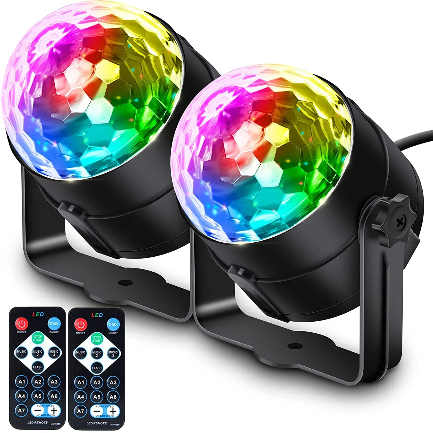 Disco Ball Party Lights, Sound Activated RGB Rotating DJ Stage Strobe Lights with Wireless Remote for Graduation Birthday Wedding Party Decorations 5% off