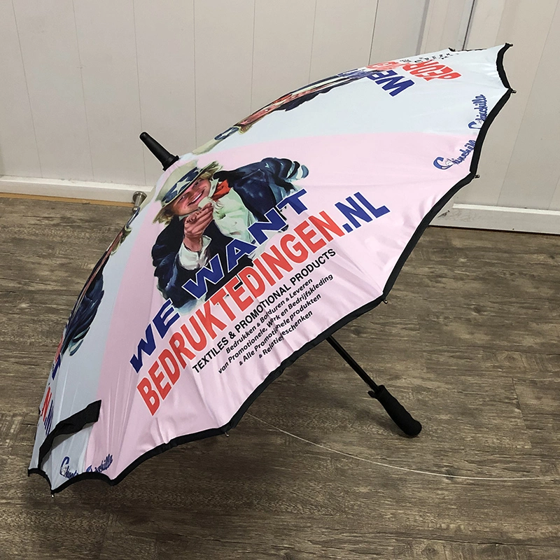 Promotional Full Panels Custom Digital Printing Only One Piece Cover Straight Umbrella