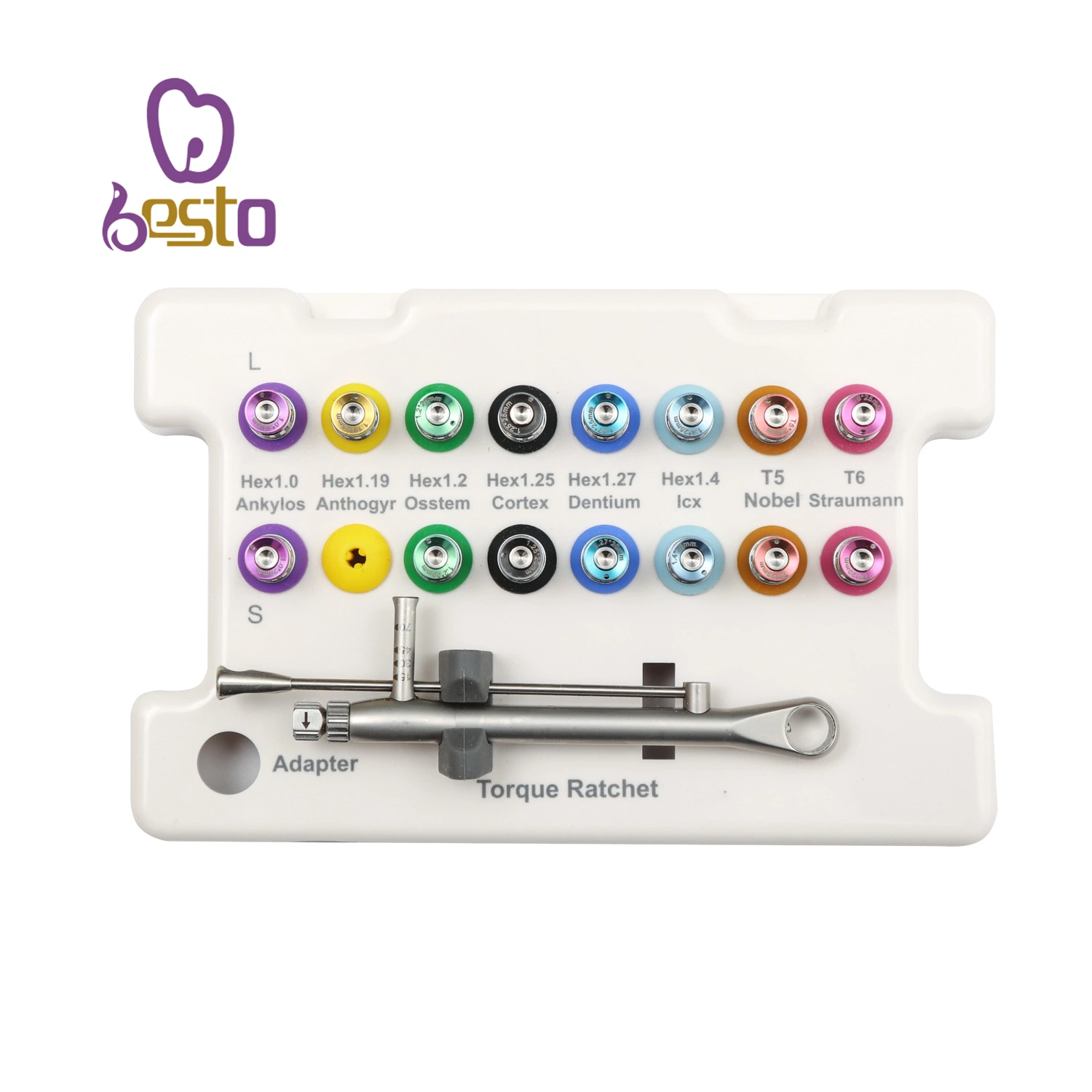 Dental Implant Surgical Ratchet Torque Wrench Set Implant Screw Dental Equipments with Colorful Drivers