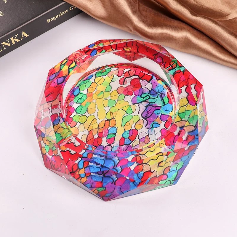 Color Printing Crystal Ashtray with Round Shape