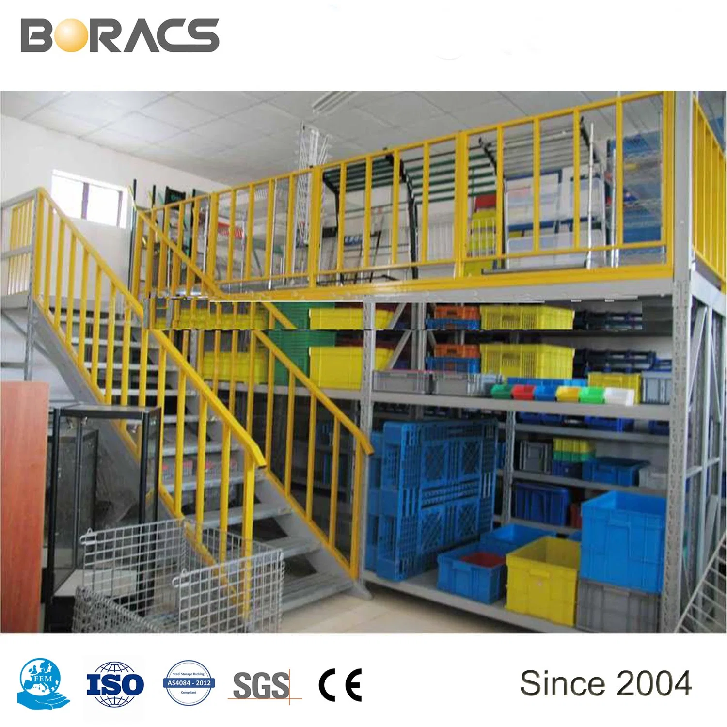 China Manufacturer Heavy Duty Custom Powder Coating Orange Blue Q235 Wood Floor Mezzanine/Platform Warehouse Storage OEM Mezzanine Floor