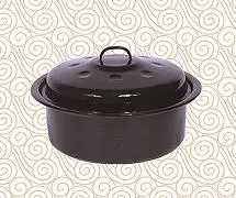 Enamel Turkey Roast Pot Food Safety Grade Carbon Steel Black Enamel Coating with Stainless Steel Rack Turkey Roast Pan Potato Casserole Pot