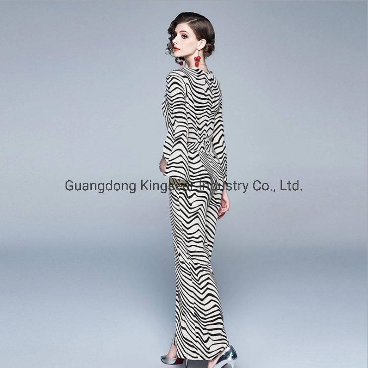 Fashion Ladies Office Dresses Jumpsuit Lady Zebra-Stripe Printing Polyester Women Apparel