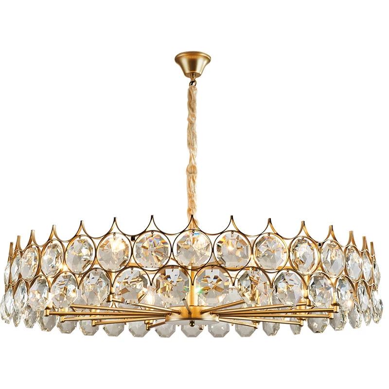 Le luxe moderne contemporain grand plafond Lampes LED d'or de lustres en cristal