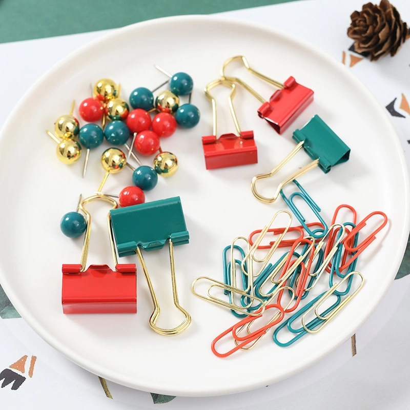 Christmas Color Paper Clip Stationery Set Gold Long Tail Clip