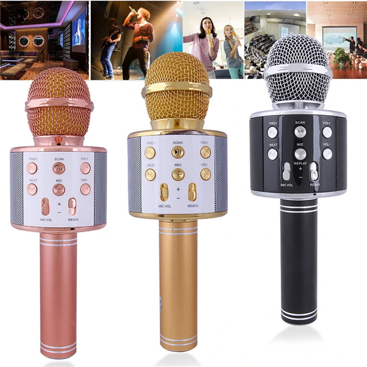 Ws858 Wireless Karaoke Microphone Professional Microfone Speaker Handheld Studio Microphone for Smartphone