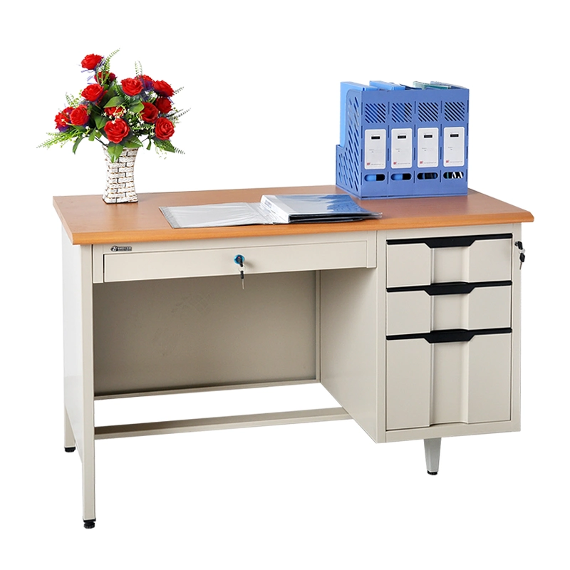 Best Metal Single Office Computer Desk with Keyboard Tray and Drawers Manufacturer