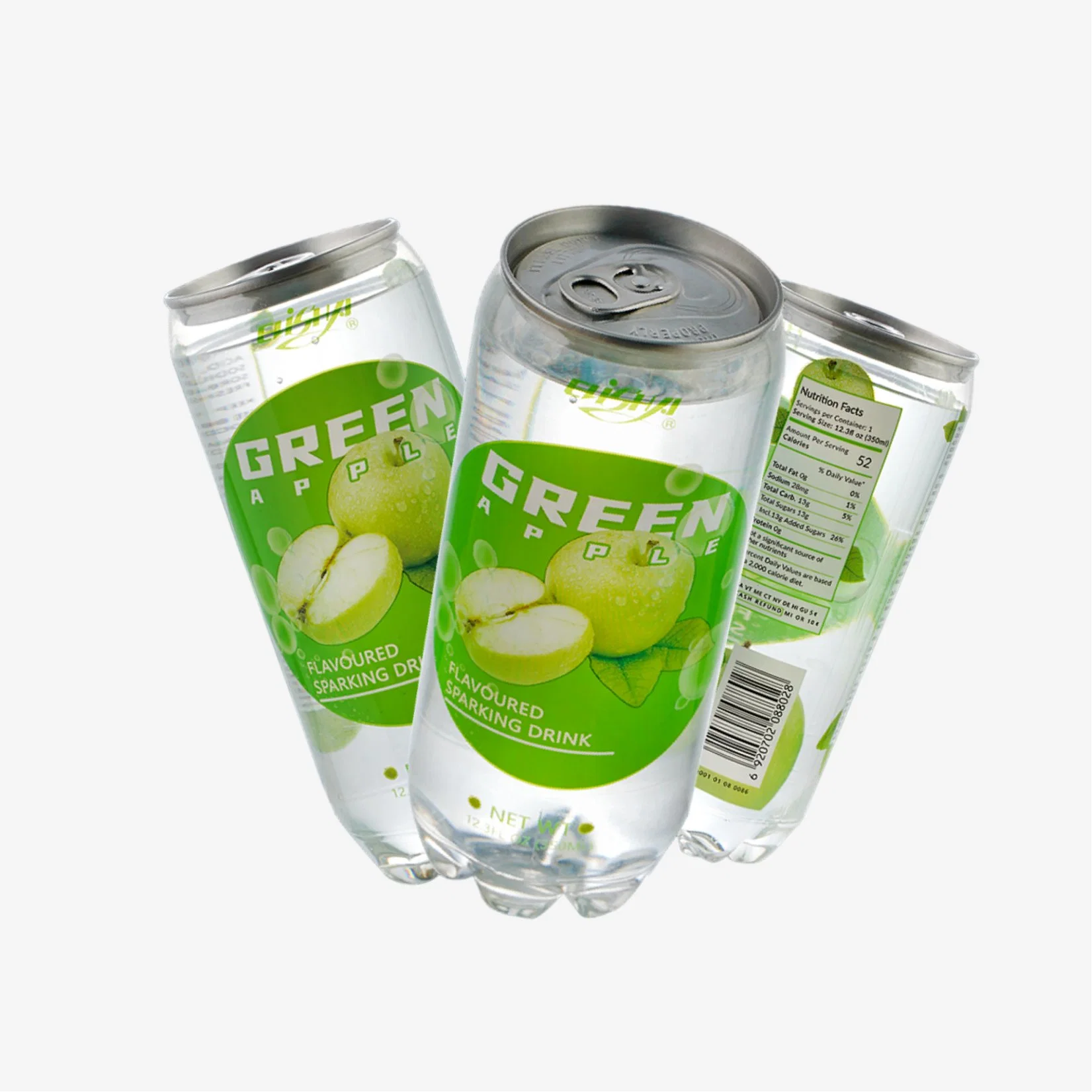 350ml lata de agua carbonatada con sabor a manzana verde - Personalizar etiqueta