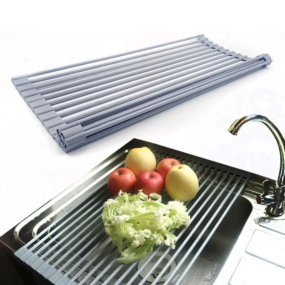 Factory Customized Kitchen Roll up Silicone Kitchenware Drying Rack