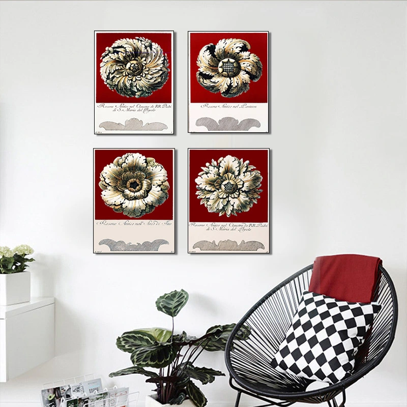 Different Metallic Effect Flower Canvas Painting