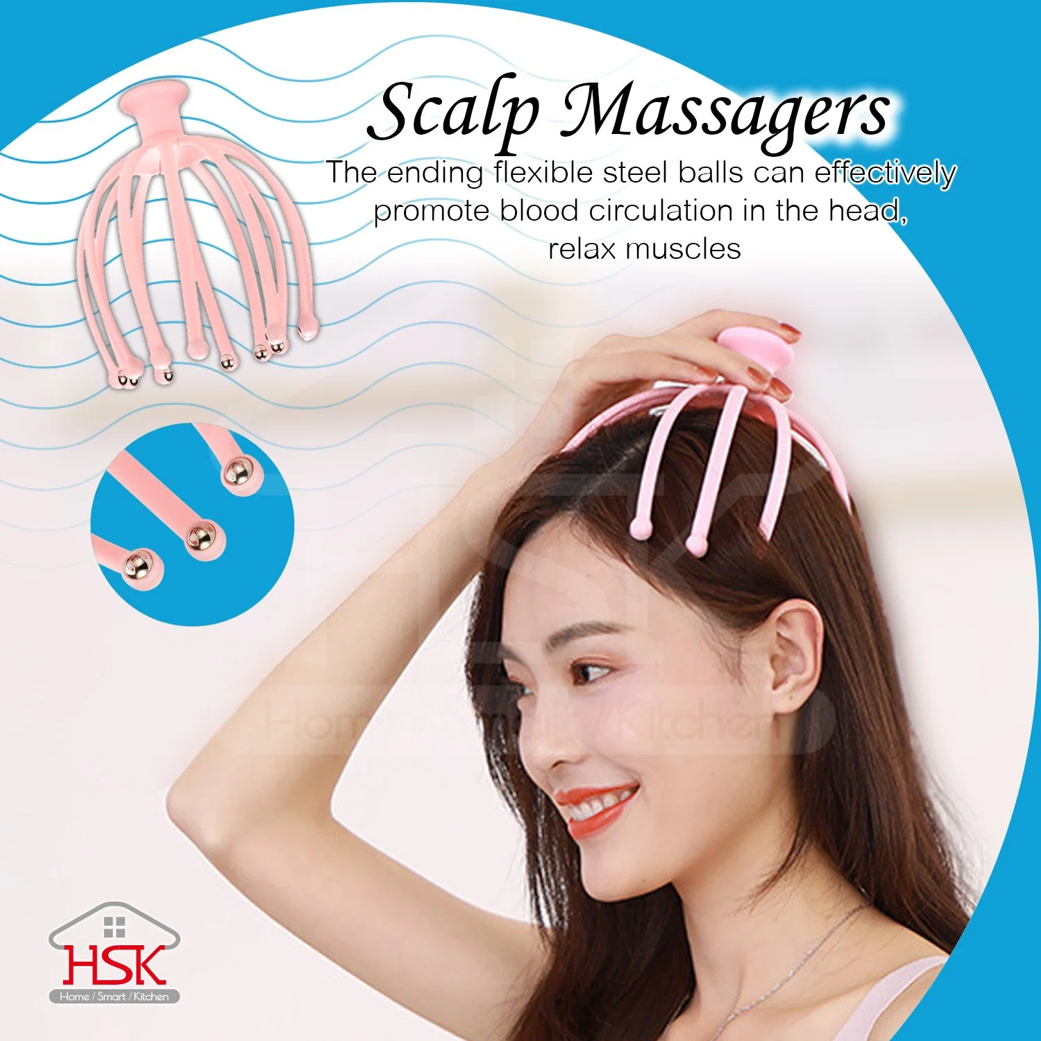 12 Fingers Head Massager, Portable Hand Held SPA Head Massager